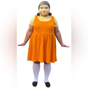 Plus size 2X squid game doll custom made dress with mask and knee high socks
